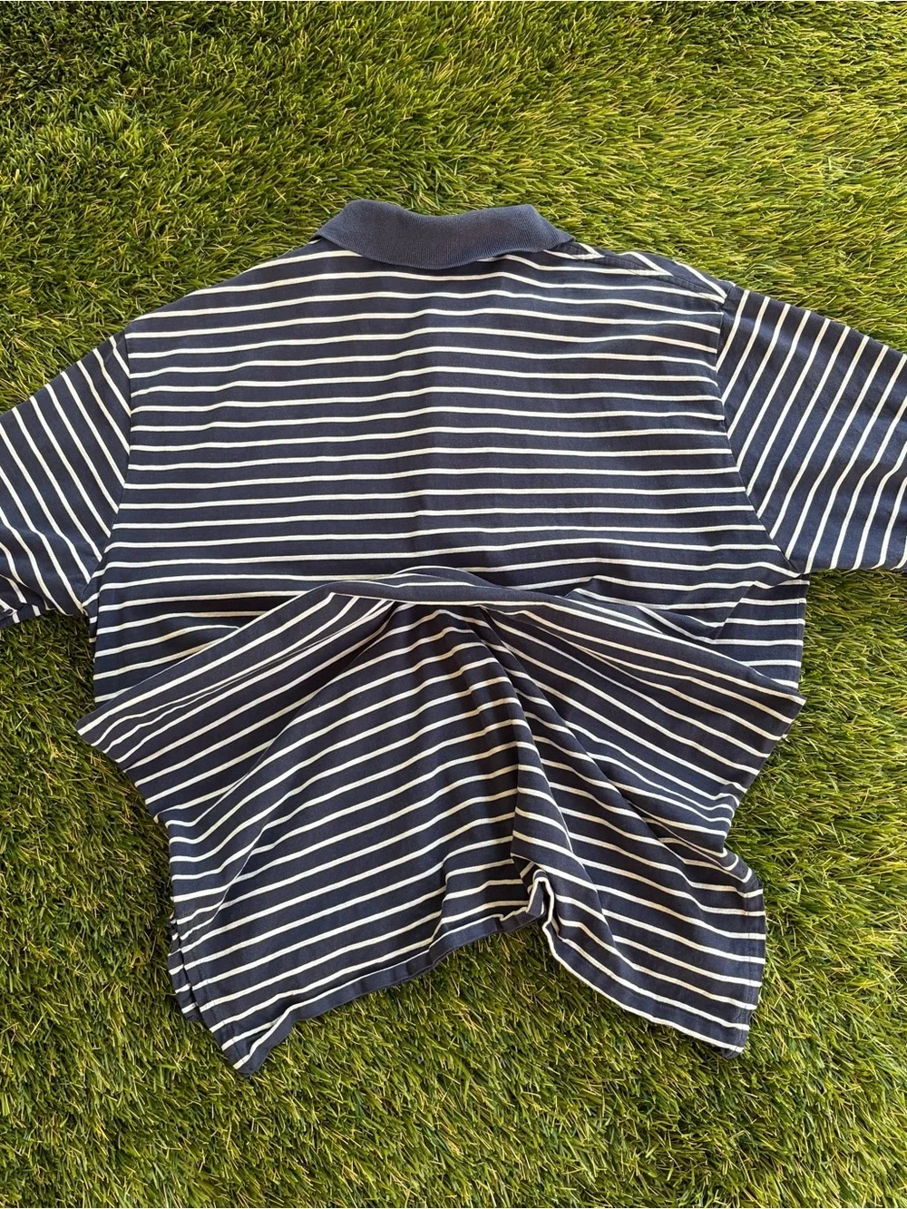 Polo Ralph Lauren Navy White Striped Polo Shirt Blue Pony Logo Size M